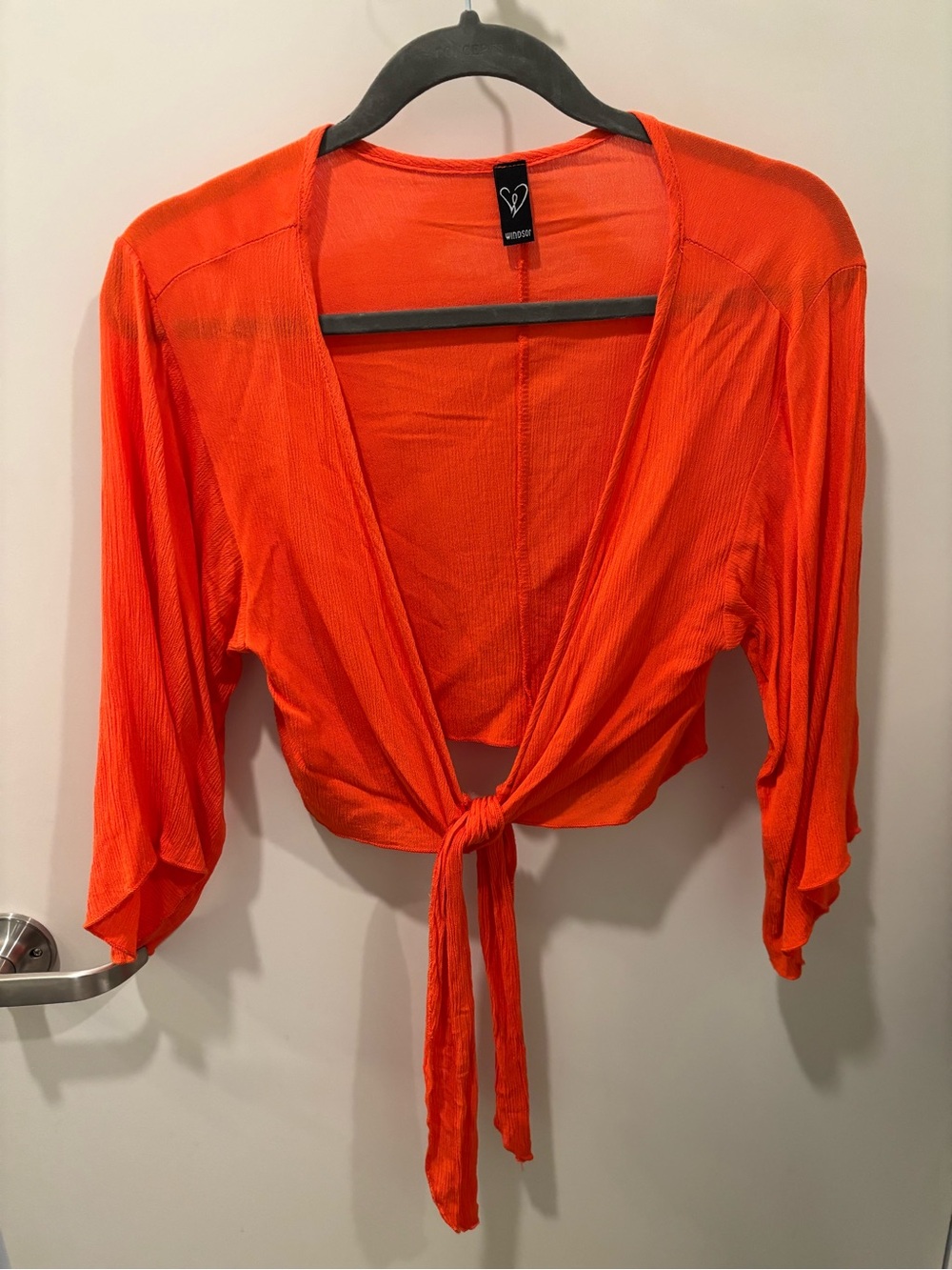 Windsor Bright Orange Tie-Front Crop Top